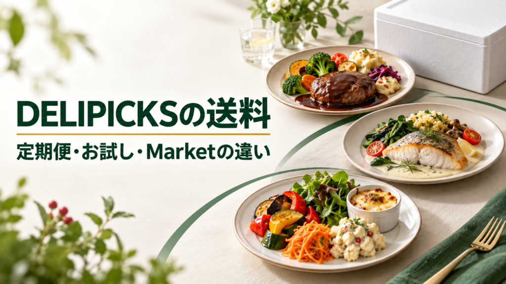 DELIPICKSの定期便・お試し・Marketの送料の違いを表すイメージ