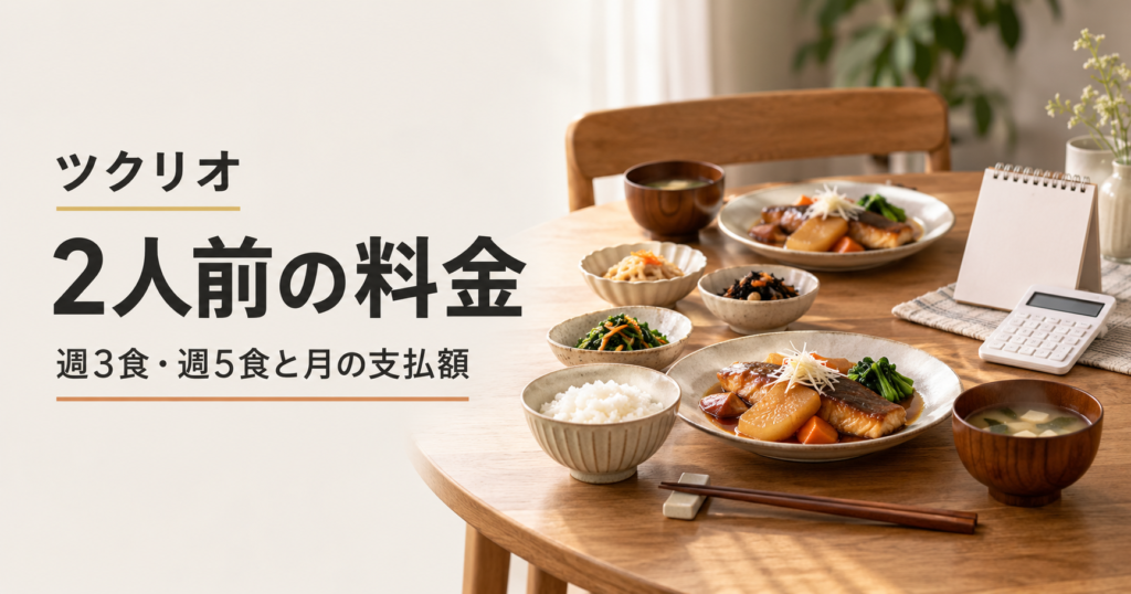 ツクリオ2人前の週3食・週5食と月の費用を確認する記事のイメージ