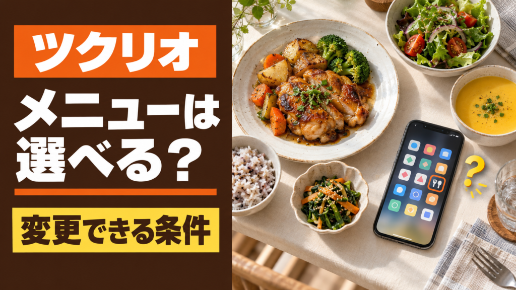 ツクリオのメニュー選択と変更条件を説明する記事のイメージ画像。
