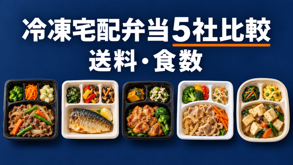 冷凍宅配弁当5社の送料と食数を比較する記事のイメージ