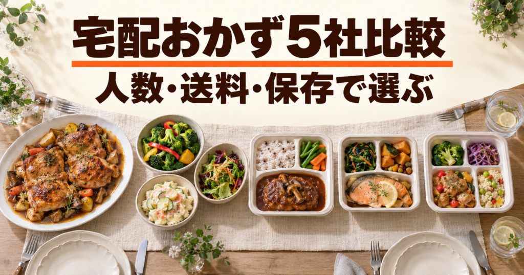 宅配おかず5社を人数・送料・保存方法で比較する記事のイメージ画像